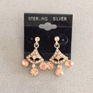 Peach color crystal earrings